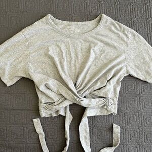 Aerie Gray Knotted Crop Top